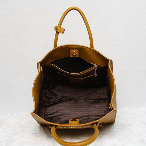 2014 Prada original grainy calfskin tote bag BN2626 wheat for sale